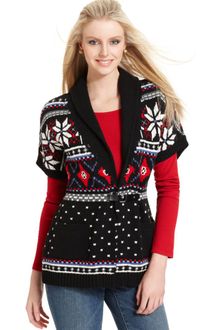 Tommy Hilfiger Short Sleeve Fairisle Cardigan - Lyst