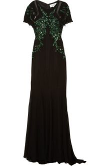 Badgley Mischka Embellished Silkchiffon Gown - Lyst