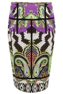 Etro Green Printed Pencil Skirt - Lyst