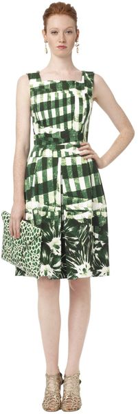 Oscar de la Renta Sleeveless Gingham Dress - Lyst
