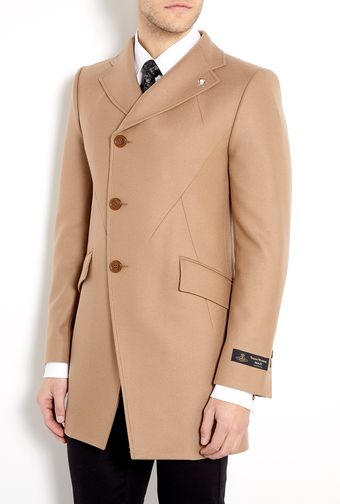 Vivienne Westwood Camel Melton Assymetric Button Top Coat - Lyst