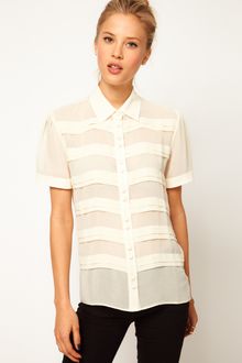 ASOS Collection Asos Blouse with Pintuck Front and Covered Buttons - Lyst