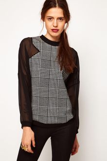 ASOS Collection Asos Sweatshirt with Dogtooth Panel - Lyst