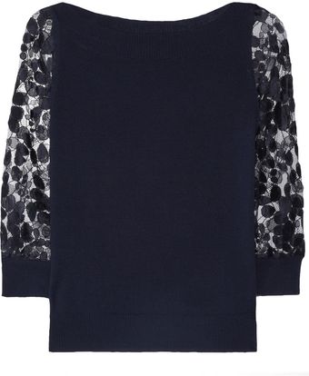 Erdem Rose Merino Wool and Lace Sweater - Lyst
