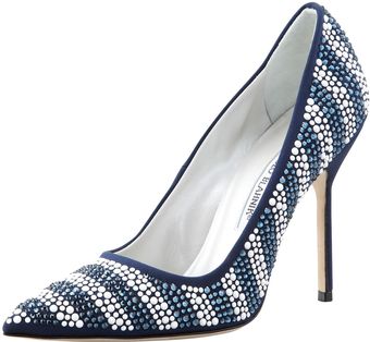 Manolo Blahnik Riga Crystal Striped Pointedtoe Pump - Lyst