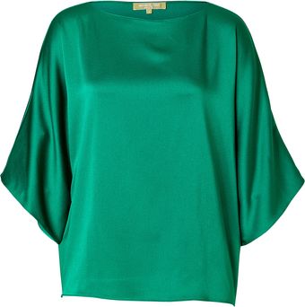 Michael Kors Emerald Satin Dolman Sleeve Top - Lyst