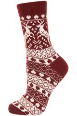 Topshop Wine Reindeer Fairisle Socks