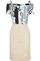 Michael Van Der Ham Printed Jacquard and Brocade Dress