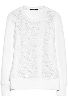 Tibi Neoprene and Floral Lace Sweatshirt - Lyst