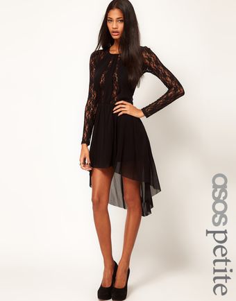 Asos Lace Insert Skater Dress with High Low Hem - Lyst