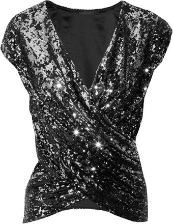 Donna Karan New York Sequined Satin Top - Lyst