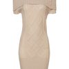 Jane Norman Cable Bardot Jumper Dress in Beige (nude) - Lyst