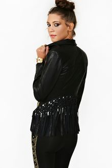 Nasty Gal Knotted Fringe Moto Jacket - Lyst