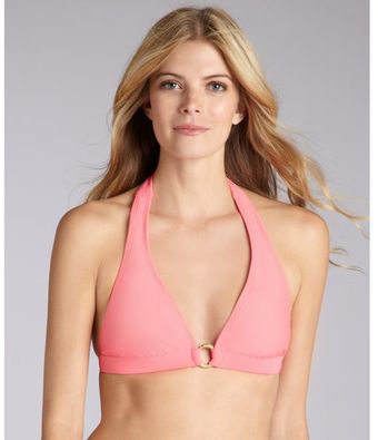 Shoshanna Hot Pink Nylon Ring Halter Bikini Top - Lyst
