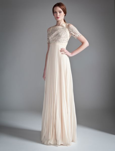 Temperley London Long Catherine Metallic Dress in Beige (cream/gold)