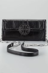 Tory Burch Amanda Eastwest Patent Clutch Bag Black