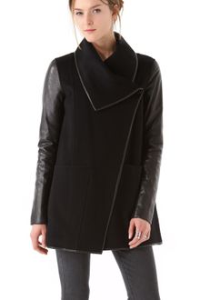 Mackage Wool Coat with Leather Sleeves - Lyst