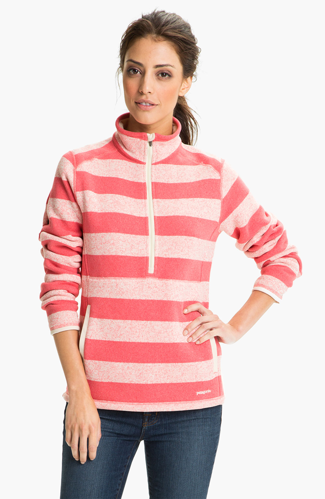 red half zip pullover women's