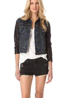 Rag & Bone Jean Jacket with Leather Sleeves - Lyst
