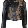 Ralph Lauren Embroidered Motorcycle Jacket in Black - Lyst