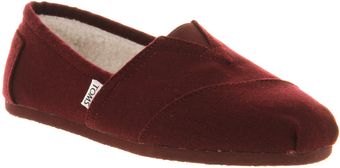 Toms Classic Shearling Slip On Burgundy Woolen - Lyst