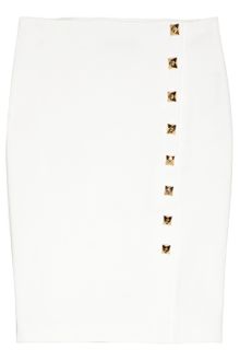 Versace Studded Cotton Бlend Pencil Skirt - Lyst
