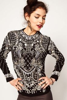 ASOS Collection Asos Top with Pearl Grid Embellished Armour - Lyst