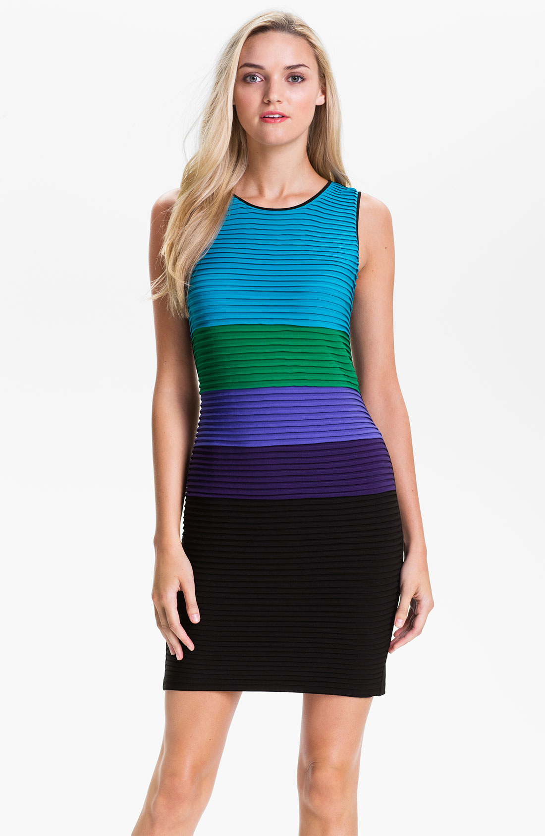 Calvin Klein Pleated Colorblock Jersey Dress In Multicolor Capri Lyst