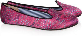 Charles Philip Shanghai Yas Printed Satin Slippers - Lyst