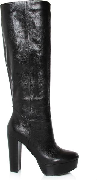 Nine West Escapegoat Leather Knee High Boots in Black | Lyst