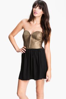 Parker Metallic Leather Corset Dress - Lyst