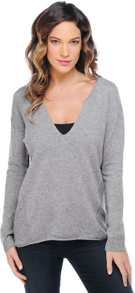 Splendid Cashmere Notch Neck Sweater - Lyst