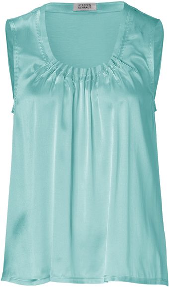 Steffen Schraut Water Mint Silksatin Martha Sleeveless Top - Lyst