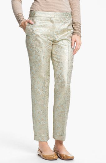 Tory Burch Lola Metallic Silk Pants - Lyst
