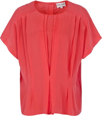 Reiss Penny Tuck Front Button Back Top - Lyst