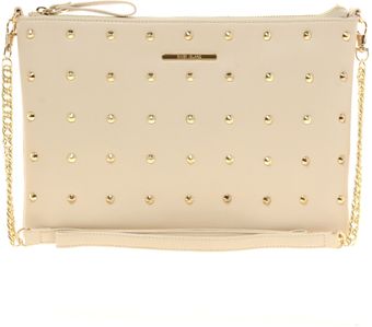 River Island Cream Studded Messenger with Chain Bag - Lyst