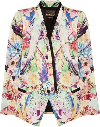 Roberto Cavalli Floralprint Silktwill Blazer - Lyst