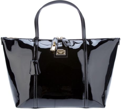 Dolce & Gabbana Patent Leather Tote in Black | Lyst