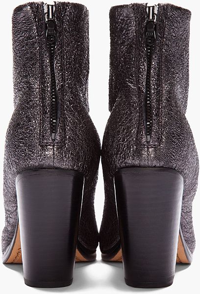 silver flat ankle boots
