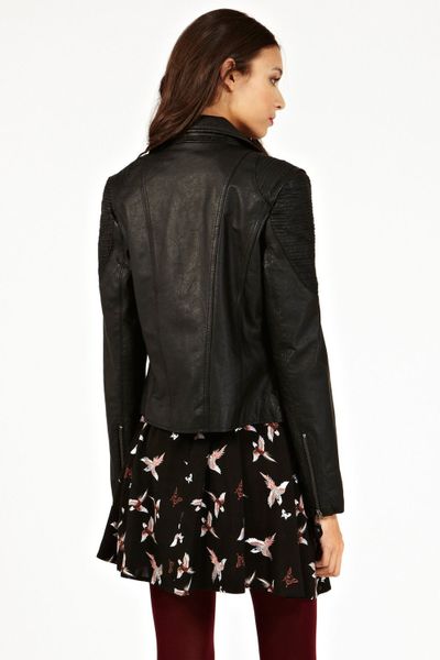 Oasis Slash Detail Leather Jacket in Black | Lyst