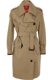 Burberry Leathertrimmed Gabardine Trench Coat - Lyst