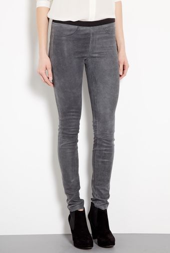 Helmut Lang Blade Grey Patina Stretch Leather Leggings - Lyst