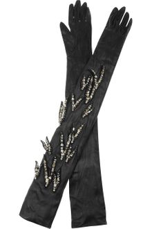Lanvin Crystalembroidered Long Leather Gloves - Lyst