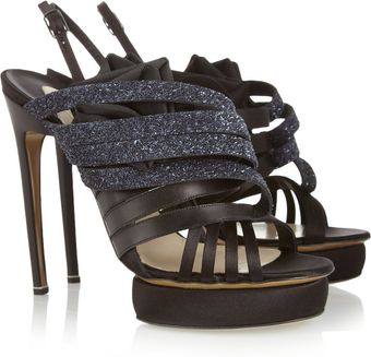 Nicholas Kirkwood Glitterfinished Satin Sandals - Lyst