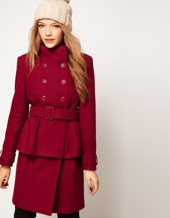ASOS Collection Asos Peplum Coat with Belt - Lyst