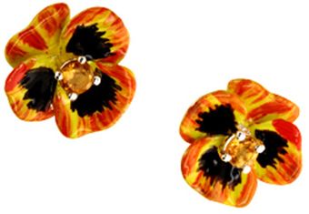 Karen Walker Enamel Flower Earrings - Lyst