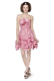 Oscar de la Renta Silk Taffeta Ribbon Pleated Dress - Lyst