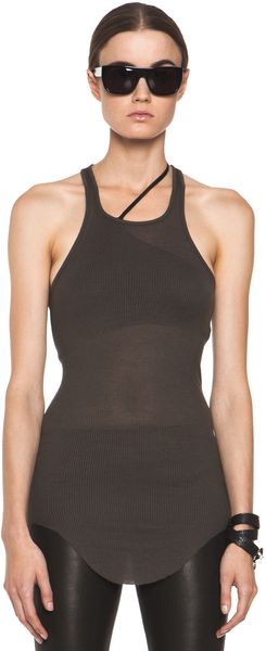 Rick Owens Ribbed Tank in Dark Dust - Lyst