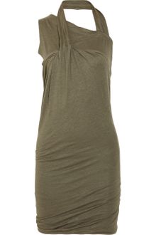 Donna Karan New York Asymmetric Ruched Stretch Linenblend Dress - Lyst