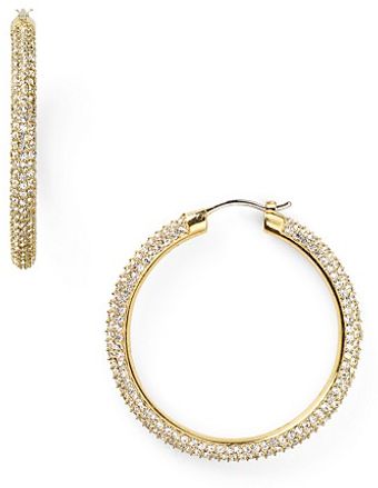 Michael Kors Pave Hoop Earrings - Lyst